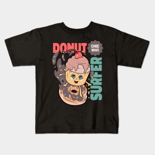 Donut Surfer Choc Wave Kids T-Shirt